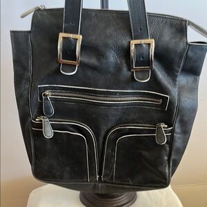 Black Leather Tote Bag
